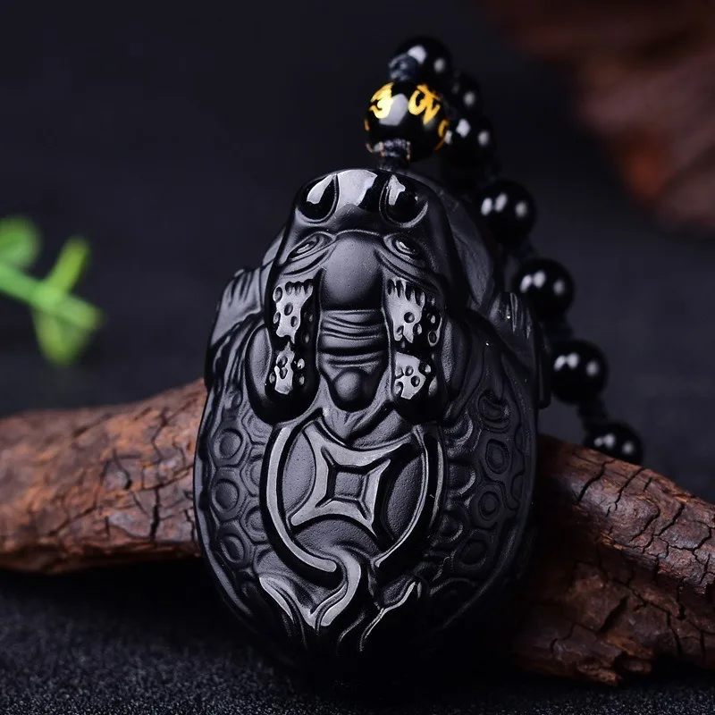 Dabas Black Obsidian Dragon Bruņurupucis Jade Kulons, Kaklarota, Ķīniešu Roku Cirsts Šarmu Rotaslietas Modes Amuletu Vīriešiem, Sievietēm Dāvanas