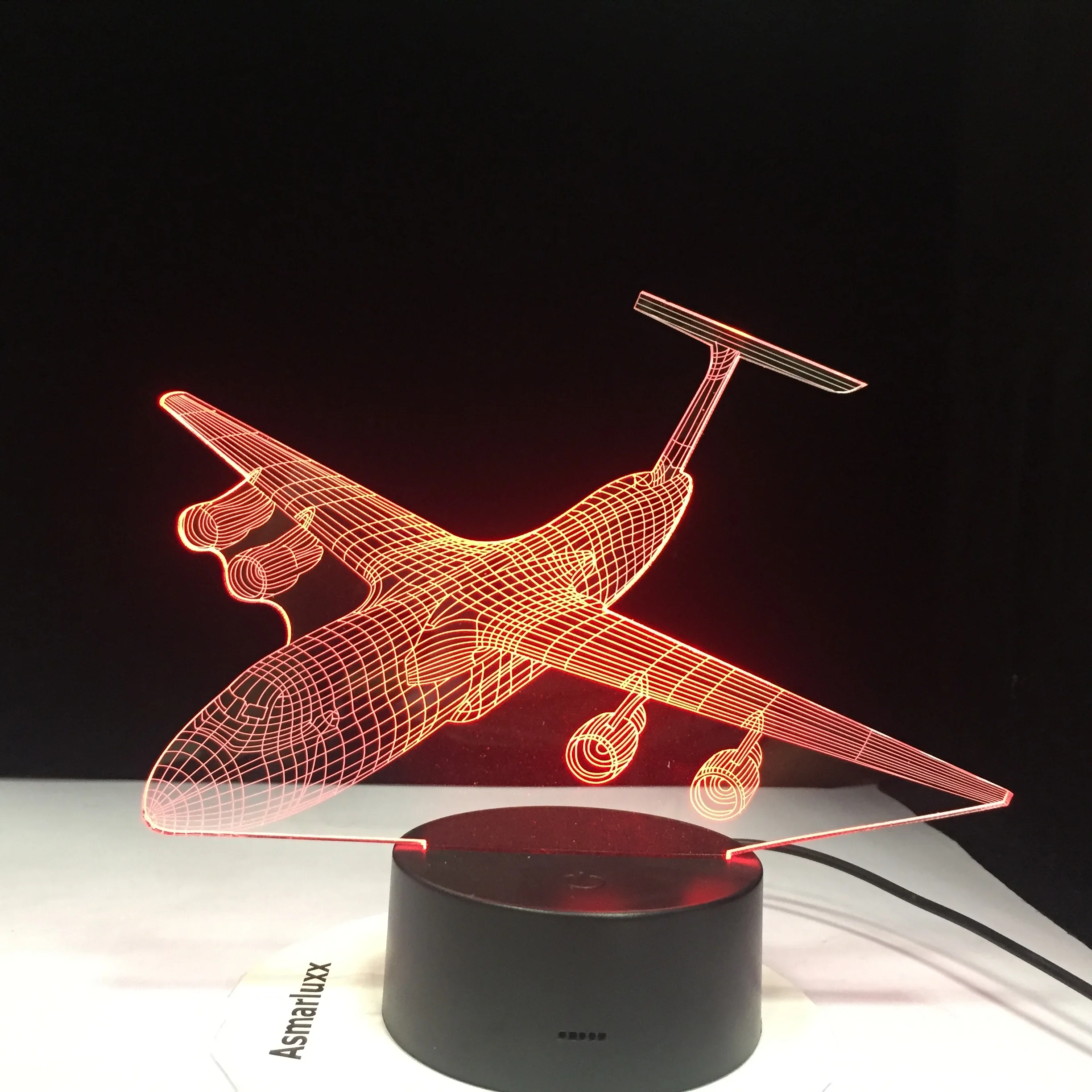 Gaisa kuģa 3D Nakts Gaisma LED 7 Krāsas, Mainās Gaisa Plaknes Galda Lampa USB Mazuli Gulēt Apgaismojums Guļamistabas Gultas Dekori Xmas Dāvanas Bērniem