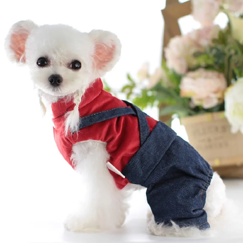 Lollypop Ziemas Mājdzīvnieki Suņi, Apģērbu, Džinsa Jumpsuit Pet Kombinezonus Teddy Mazajiem Suņiem Kostīmi Kucēns Drēbes