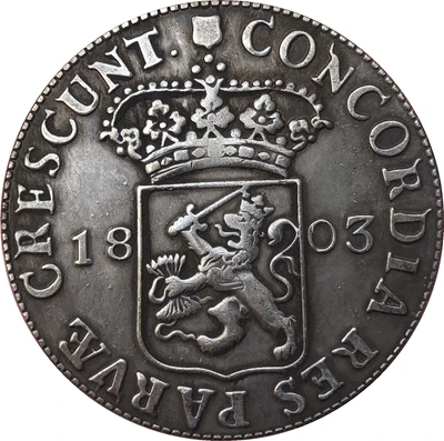 1803 Nīderlande kopēt monētas 40MM Attēls 1 