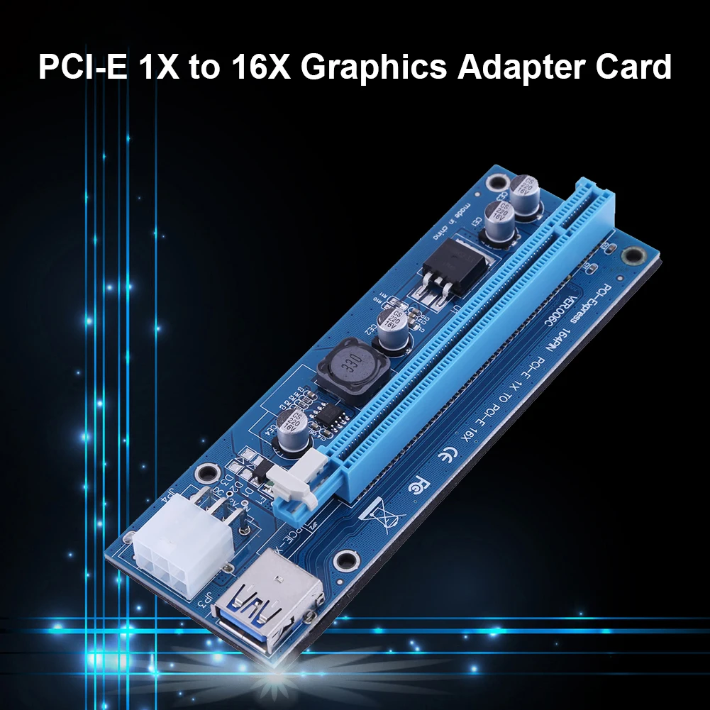 Stāvvadu PCI Express PCIE PCI-E Stāvvadu Karte 1x 6Pin, lai 16x Extender USB 3.0 Kabelis SATA uz IDE, lai Bitcoin Mining Miner 1/3/4/5GAB Attēls 5 