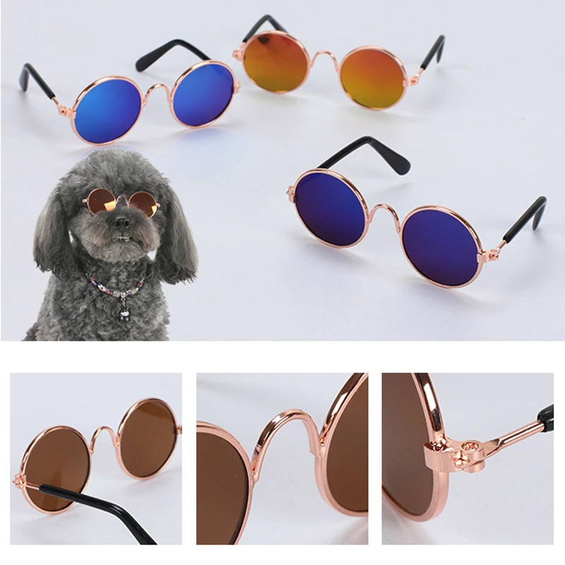 Cute Pet Saulesbrilles Salokāms Vintage Kārtas Suņu Brilles Puse Kostīmu Foto Aksesuāri Aksesuāri Kucēnu, Kaķu Bezmaksas Pet Produkti Attēls 4 