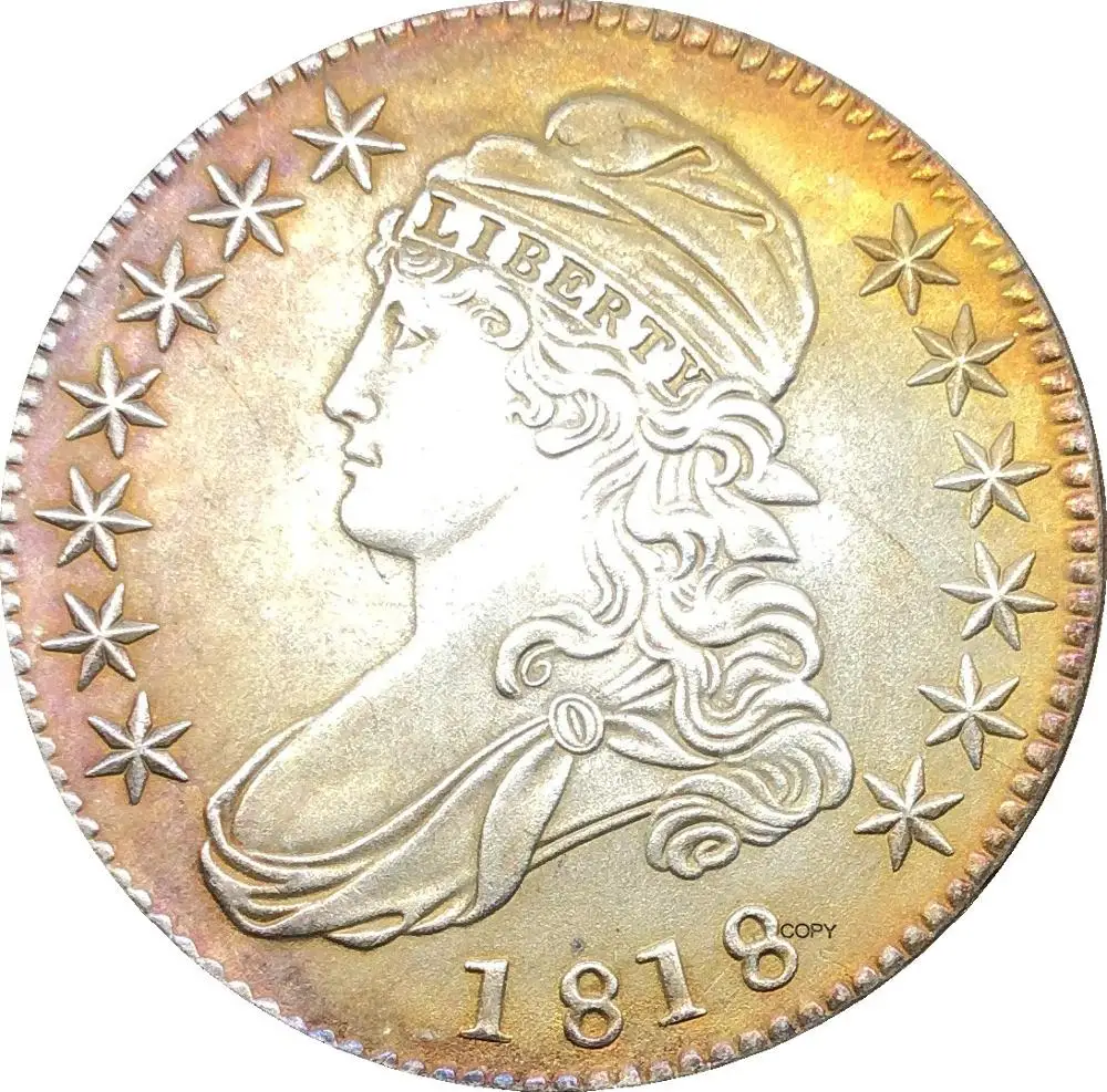 Amerikas savienotās Valstis, 50 Centi ½ Dolāru Brīvības Ērglis Ierobežots Krūtis Pusi Dolārs 1818 Cupronickel Pārklājumu Sudraba Monētu Kopijas