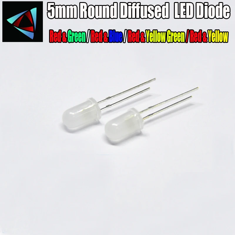 40Pcs LED 5MM Kārta Izkliedēts Sarkans un Zaļš / Sarkans & Zaļš / Sarkans un Dzeltens-Zaļš / Sarkans & Yellow Divu Krāsu Bi-color LED Diode