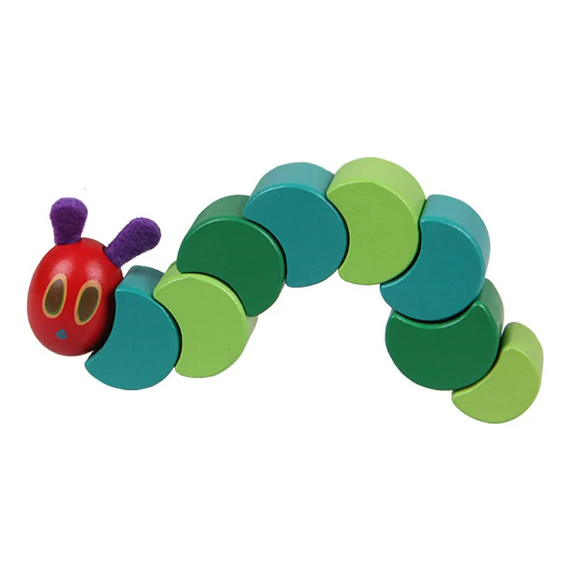 Koka Klučiem, Bērniem, Elastīgu Bloki Montessori Ļoti Hungry Caterpillar Rotaļlietas Bērniem