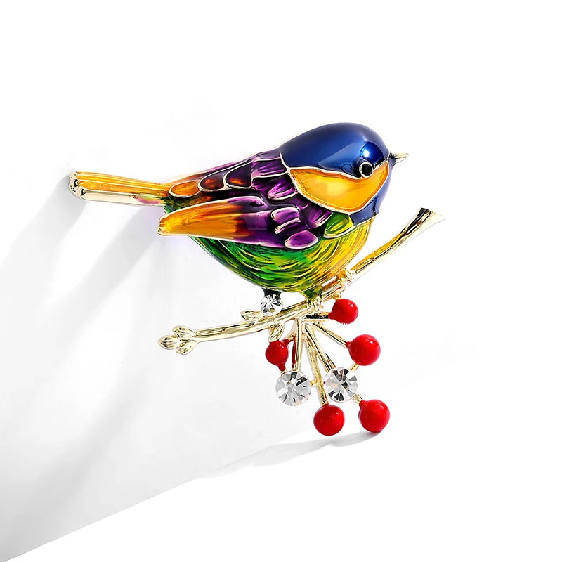 Daudzkrāsains Putnu Broša Broša Augstas Kvalitātes Emaljas Ķiršu Putnu Broša Dāmas Rotaslietas Dāvanu