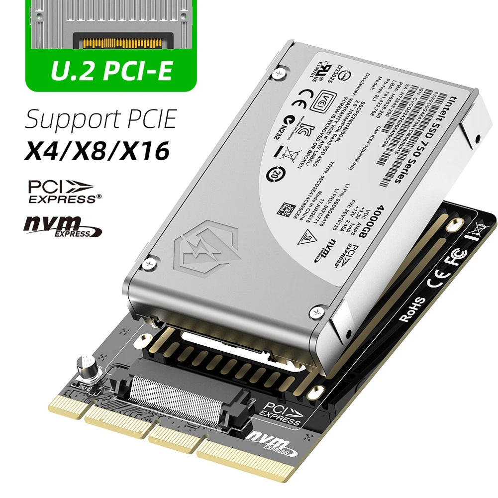 Universal PCI-E U. 2 PCI Express 3.0 X4/X8/X16 Adaptera Karti 32Gbps NVMe PCIe SSD PCI-e, lai U2 Kartes 2,5 collu SSD Cieto Disku
