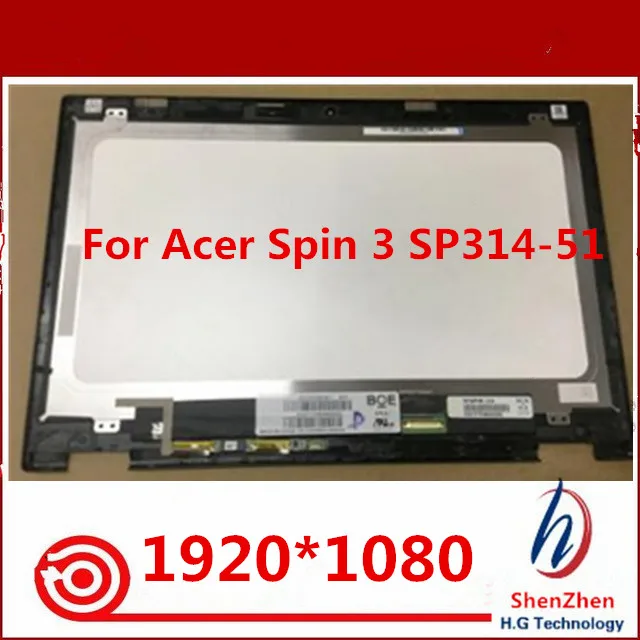 Oriģināls Par Acer Spin 3 SP314-51 Klēpjdatoru Touch Digitizer N17W5 LCD Ekrāna komplektu Ar Kadru 1920*1080