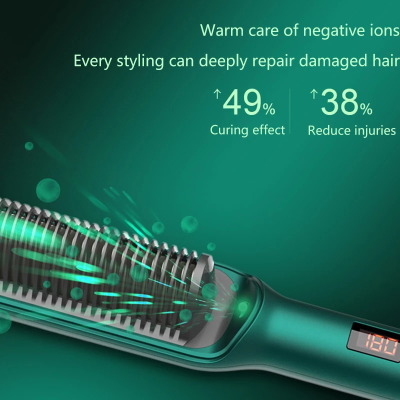 Profesionālā 3 in 1 Negatīvo Jonu Matu Iztaisnotājs LCD Displejs Matu Ķemme Vairākas Funkcijas Hair Styler Matu Kopšanas Līdzeklis