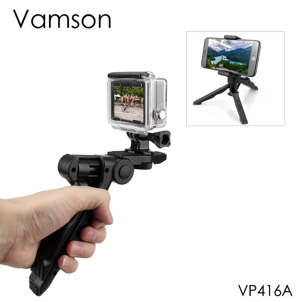 Vamson Statīviem par Go Pro Aksesuāri Fotokameras Monopod tālruņa turētājs ripod GoPro Hero 8 7 6 5 4 Xiaomi par Yi Black VP416 Attēls 0 