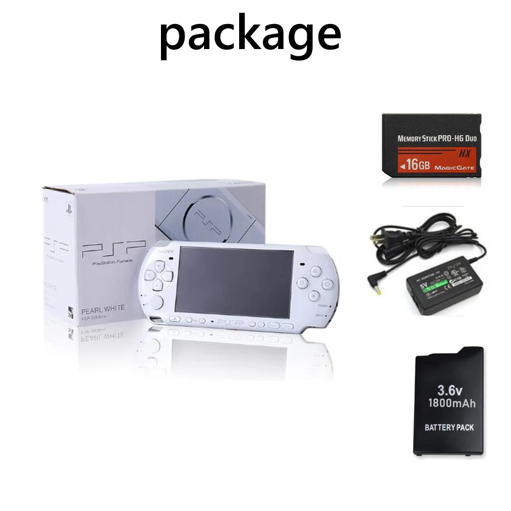Oriģināls Sony PSP 3000/1000 Profesionāli Atjaunotas konsoles Rokas ar akumulatoru, ar 8GB/16GB/32GB atmiņas karte
