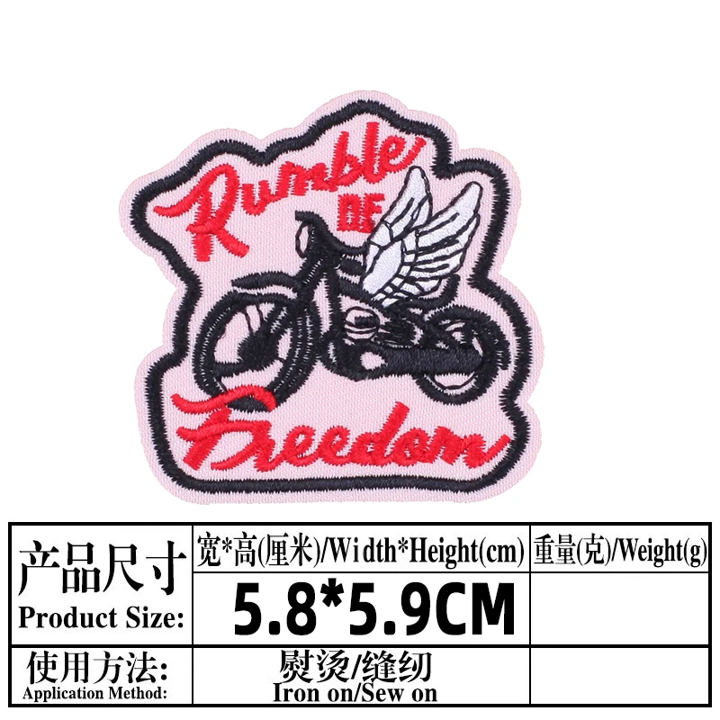 Punk Motociklu Dzelzs par Plankumus uz Apģērba Eņģeļa Spārnus Galvaskausa Izšūti Plāksteri, lai Apģērbu Šūšana Vēstules Plāksteris Uzlīmes Žetons
