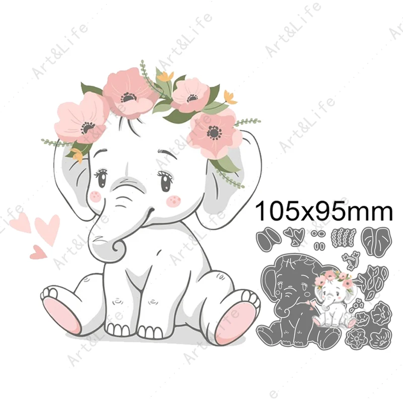 Cute Baby Elephant Rozā Meitene 2022 Karstā Jauns Metāla Griešanas Mirst Trafareti Scrapbooking Albumu Dzimšanas dienas Kartes, ar Spiešanu Pelējuma