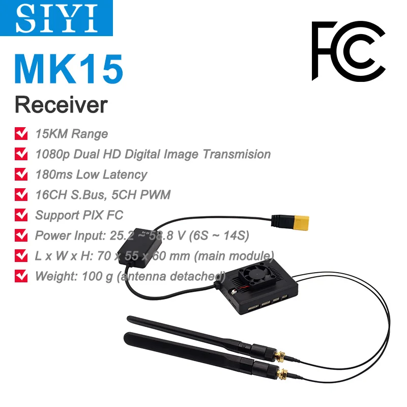 SIYI MK15 HM30 Uztvērējs Gaisa Vienības ar Datalink Telemetrijas par MK15/HM30 Raidītājs 5.8 GHz 1080p Attēla 15 KM rādiusa SBUS PWM Attēls 0 