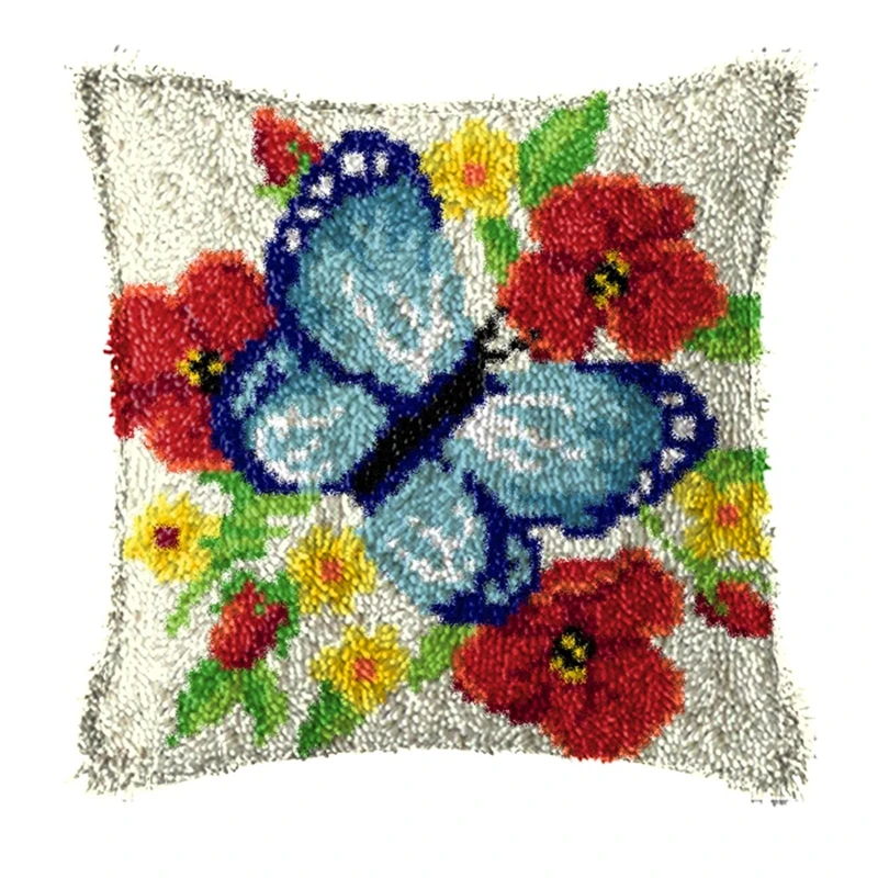 Ziedu Tauriņš Izsmalcinātu Rupjas Vilnas Cross Stitch Paklāja Izšūšanas 3D Segmentā, Spilvenu Izšūšana DIY Roku darbs Materiāls Pakete