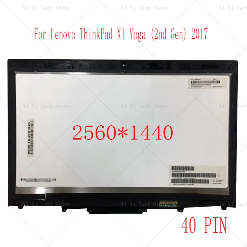 Lenovo ThinkPad X1 Jogas 1st Gen LP140QH1-SPE3 FRU:01AY702 14 Collu WQHD LCD Displejs, Touch Screen Digitizer Montāža 2560x1440 izšķirtspēju