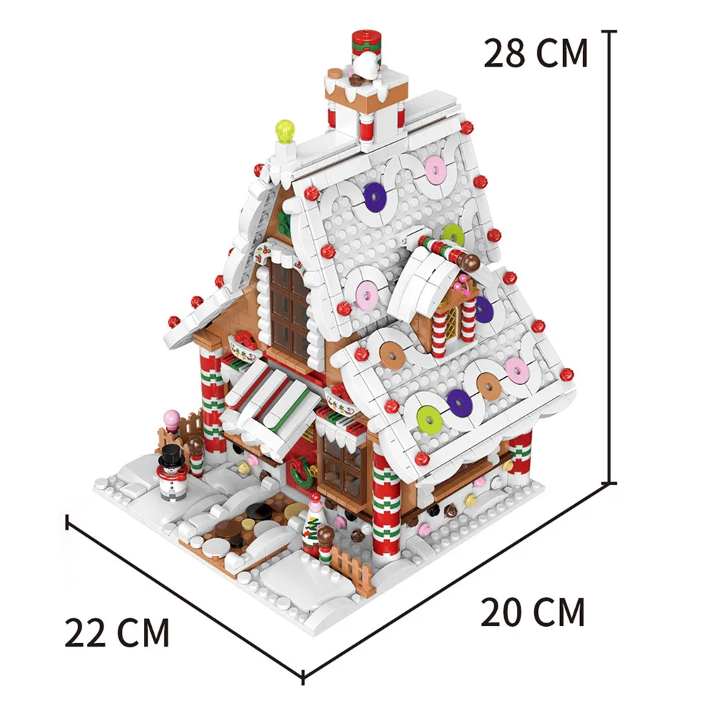 Ir 2021. Pilsētas Ziemas Ciems Ziemassvētku Eglītes, Santa Claus Gingerbread House Modeli, Celtniecības Bloki DIY Ķieģeļi, Rotaļlietas, Dāvanas Meitenēm