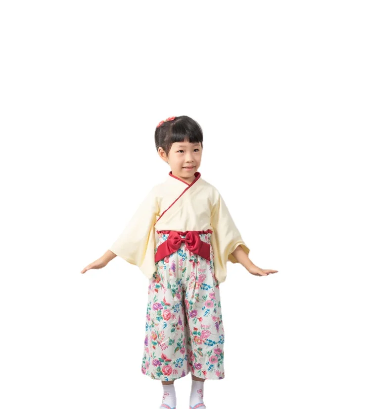 Zīdaiņu Meitenes, Pavasaris, Rudens Garām Piedurknēm Bērnu Jumpsuit Japāņu Stilā Red Mazo Ziedu Bowknot Iespiesti Kimono Romper