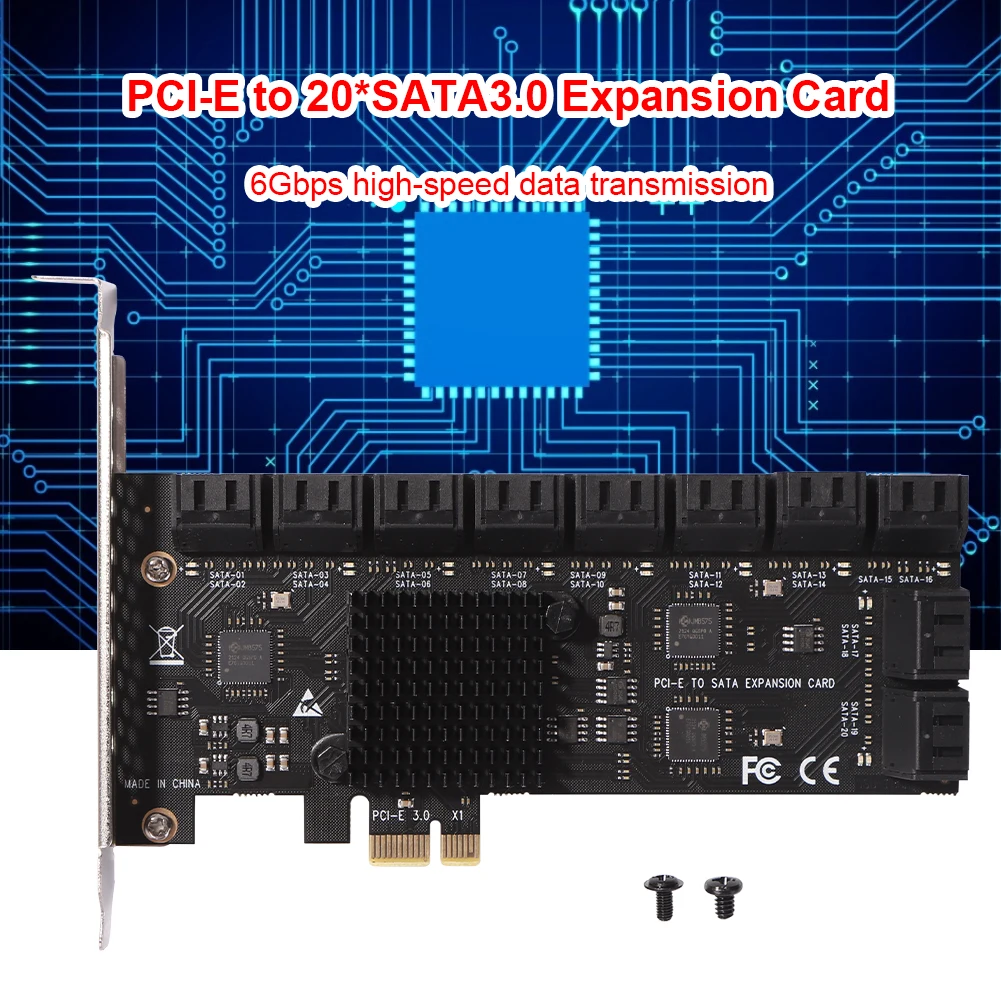 SA3112J PCIE Express Adapteri 20 Port PCI-Express X1 ar SATA 3.0 Kontrolieris Paplašināšanas Karti 6Gbps ātrgaitas Desktop PC