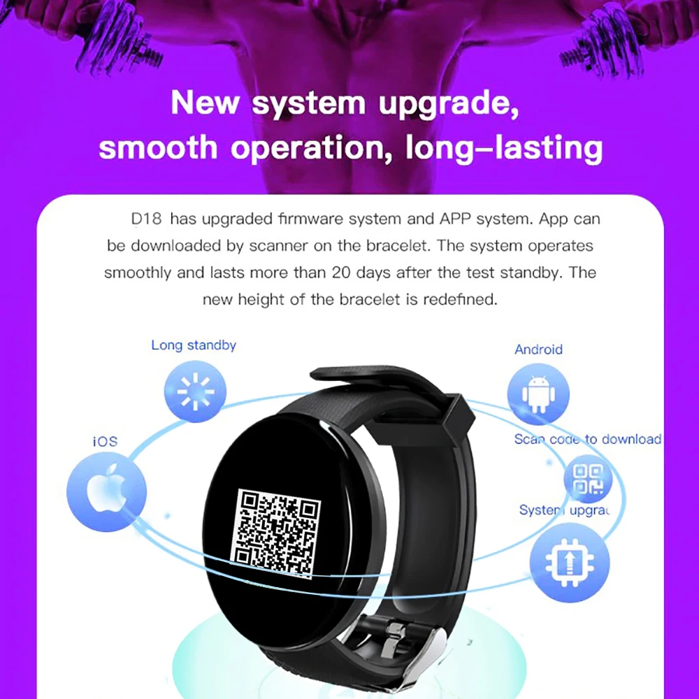 D18 Smart Skatīties Uz Sievietēm Bluetooth Sirds Ritma Monitors Fitnesa Tracker Asinsspiediens Sievietēm Smartwatch Par Apple Huawei Attēls 2 