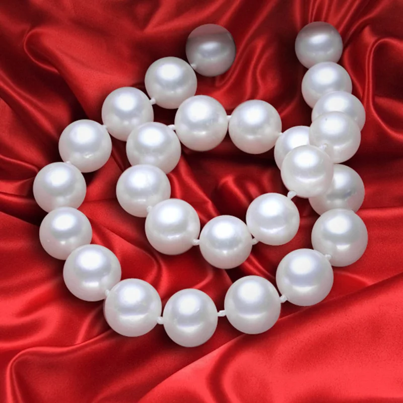Saldūdens pērles kaklarota pilnīgi apaļa Balta dabisko pērļu kaklarota Garums Sieviešu Modes AAA rokām Darinātas krelles Dāvanas