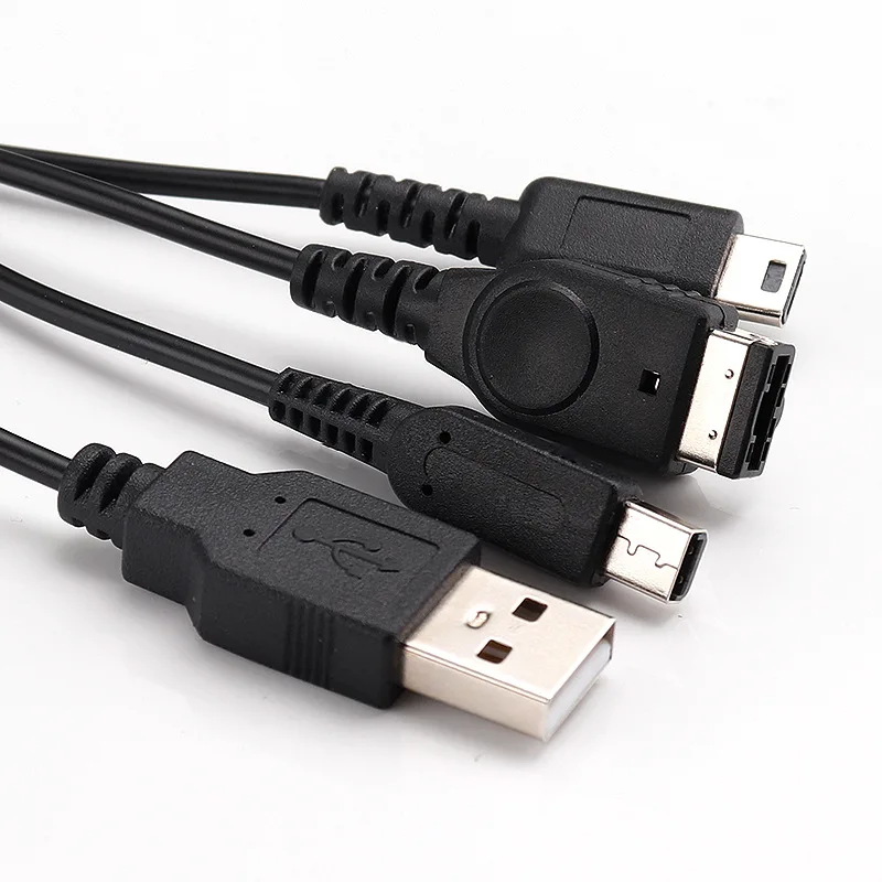 Melnā 3 in 1 USB lādētājs kabelis NDSI NDSL par GBA SP konsoles 1,2 M vads