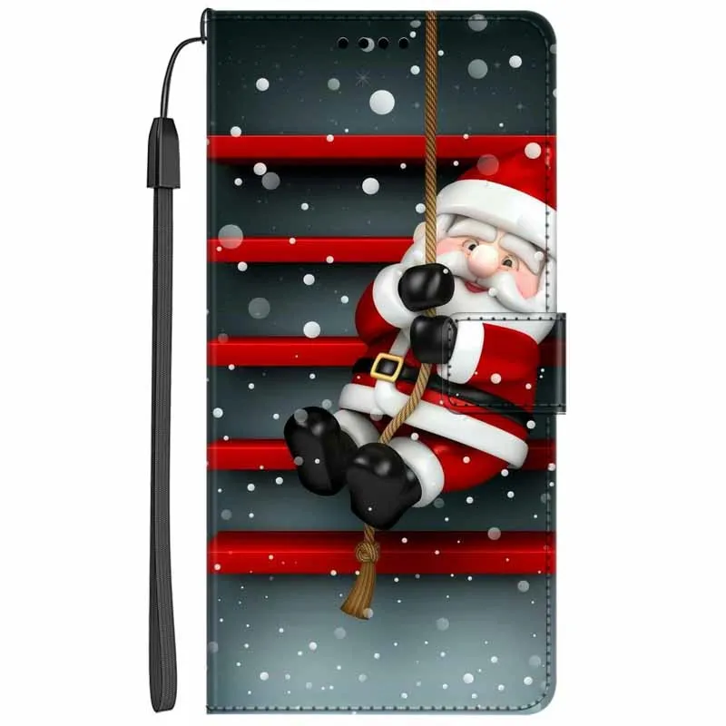 Ziemassvētku Ādas Gadījumā Samsung Galaxy Note 4 5 3 8 S6 S7 Malas C7 Pro Vāka Pārsegs Seifs Stāvēt Magnētisko Karikatūra Note4 S7Edge Attēls 4 