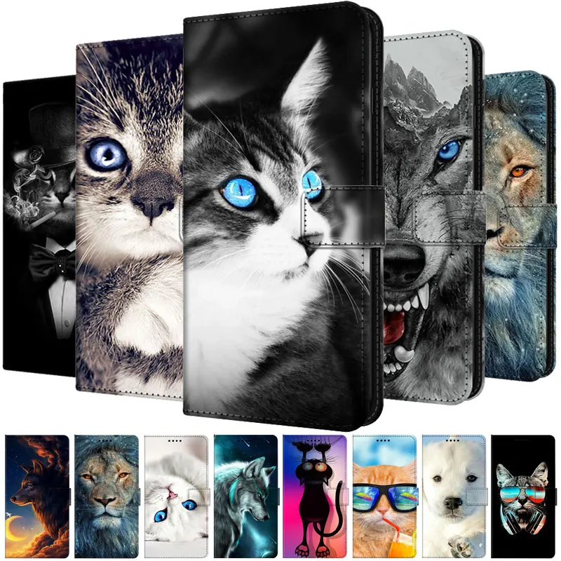 Āda Flip Case For Xiaomi Mi A3 A2 Lite Mi Spēlēt 6X Tālruņa Vāciņu Seifs Krāsotas Grāmatu Būtiska Kaķis Vilks Redmi 3S 6 Pro 6.A 5 Plus Attēls 5 