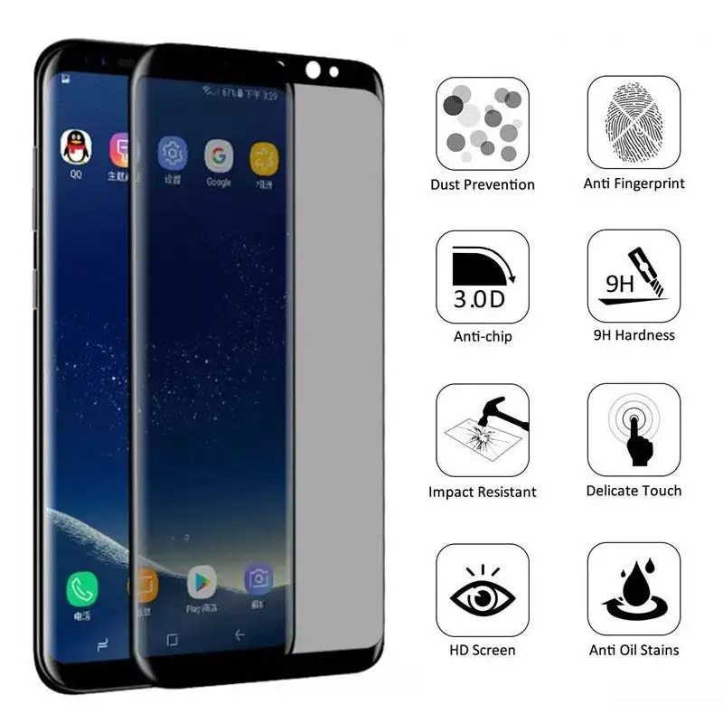 Pilns Pārklājums Anti-Peep Melna Stikla Samsung Galaxy Note 20 S20 Ultra S9 S10 S8 Piezīme 8 9 10 Plus Privātuma Ekrāna Aizsargs Attēls 4 