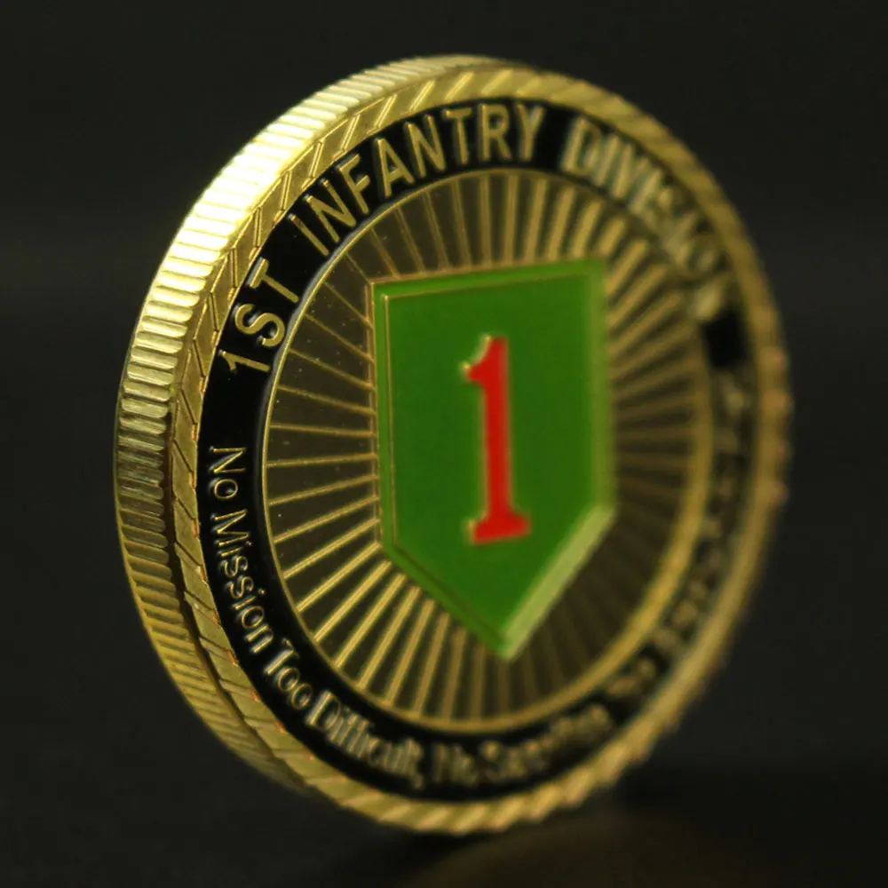 Amerikas savienoto Valstu 1st Infantry Division Piemiņas Monētu Departaments Armijas Suvenīru Zelta Pārklājumu Challenge Monētas