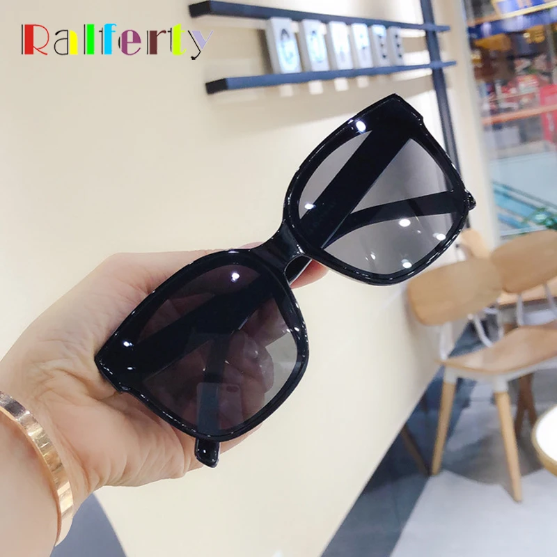 Ralferty Korea Stilā Laukumā Saulesbrilles Sievietēm, Vīriešiem Lielgabarīta Black Mirror Toņos Sieviešu Vintage Brilles UV400 zonnebril M77103