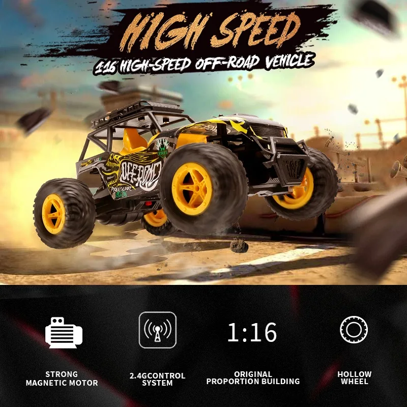 RC Auto High Speed Drift Off-Road 1:16 4WD Radio Tālvadības Monster Truck Elektriskās Automašīnas, Kāpurķēžu Rotaļlietas, Dāvanas Bērniem, Zēni Attēls 0 