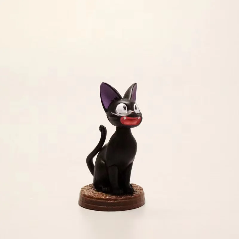 6PCS/Set Japānas Stila Melns Kaķis JiJi Attēls 7.0 CM Augstums PVC Kolekcionējamus Modelis Anime Rīcības Attēls Smieklīgi Karikatūra Kaķis Mājas Dekoru