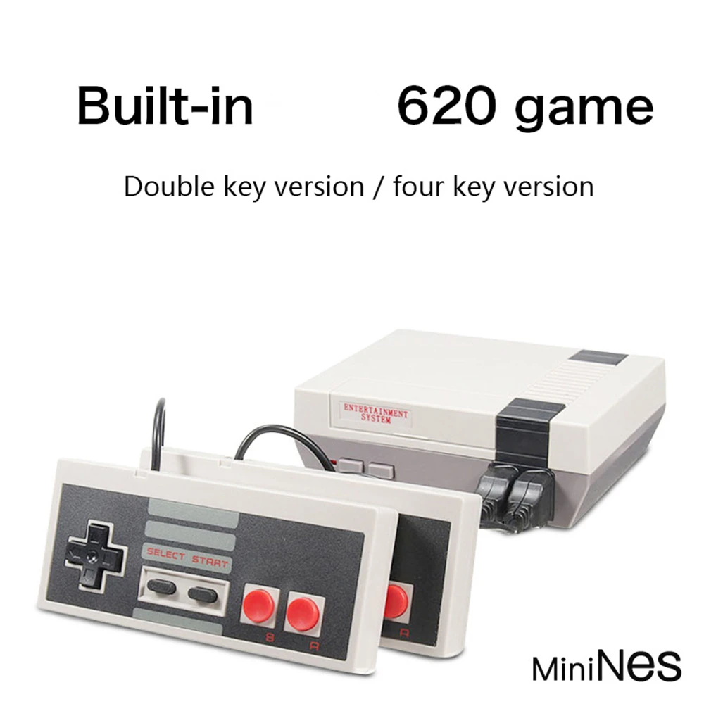 8 Bitu Retro NES AV Izejas Video Spēļu Konsole Ar 620 Iebūvēts Spēles 2 Kontrolieriem Attēls 5 