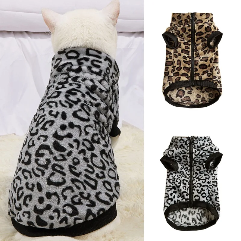 Pavasara Rudens Kaķu Apģērbu Maziem Kaķiem Leopard Džemperi sporta Krekls Mīksta Vilnas Kucēns Suns Pet pelēkā vārna Mascotas Apģērbs