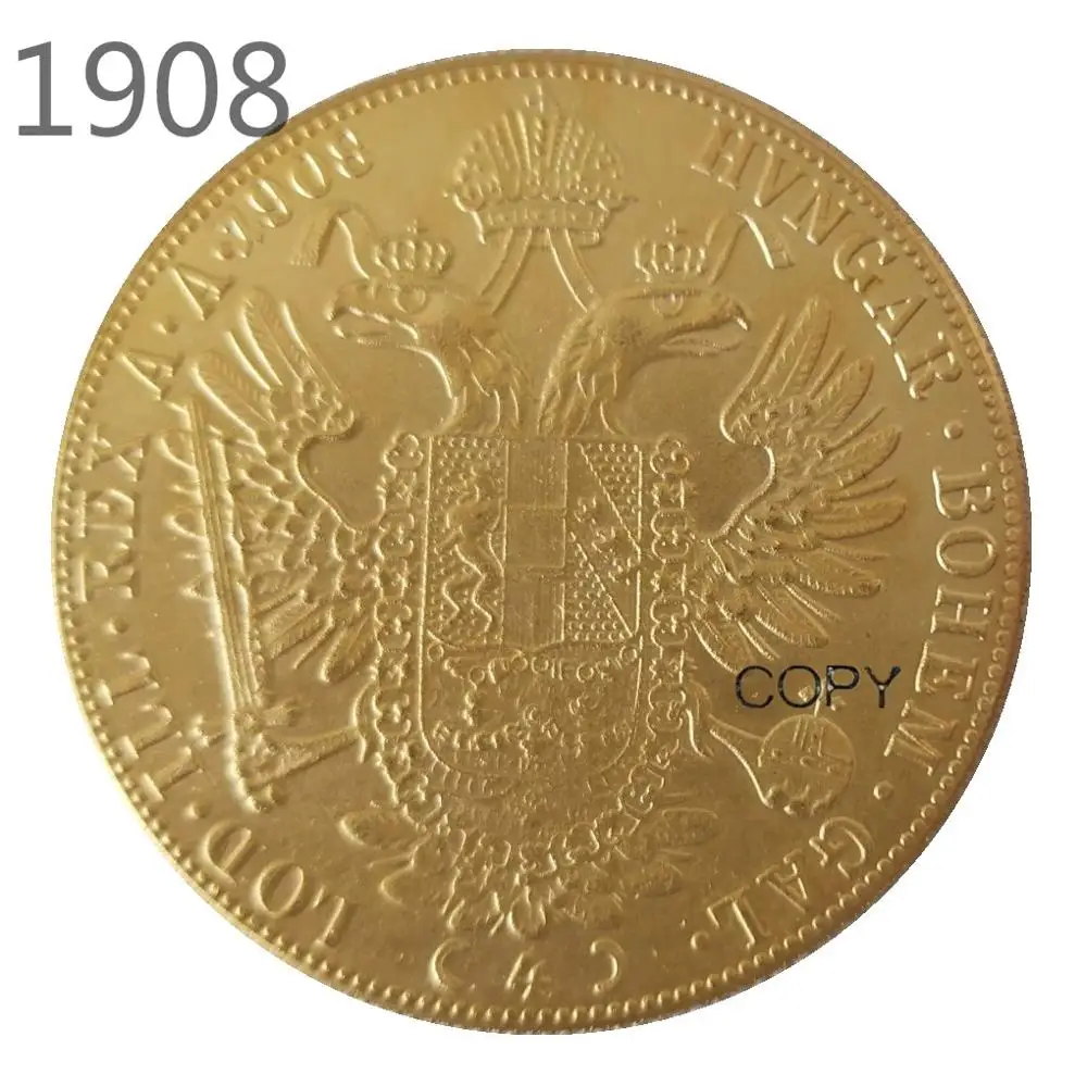 1900 - 1915 Austrija - Habsburg 4 Ducats - Franz Joseph I Diametrs 40MM Zelta Pārklājumu Kopēt Monētas