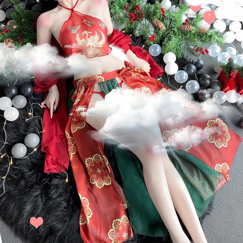 Tradicionālās Klasiskās Ķīniešu Sexy Apakšveļa Anime Cosplay Apģērbs Šifona Redzēt Cauri Krūšturis Un Kleitas, Sieviešu Skatuves Tērpiem