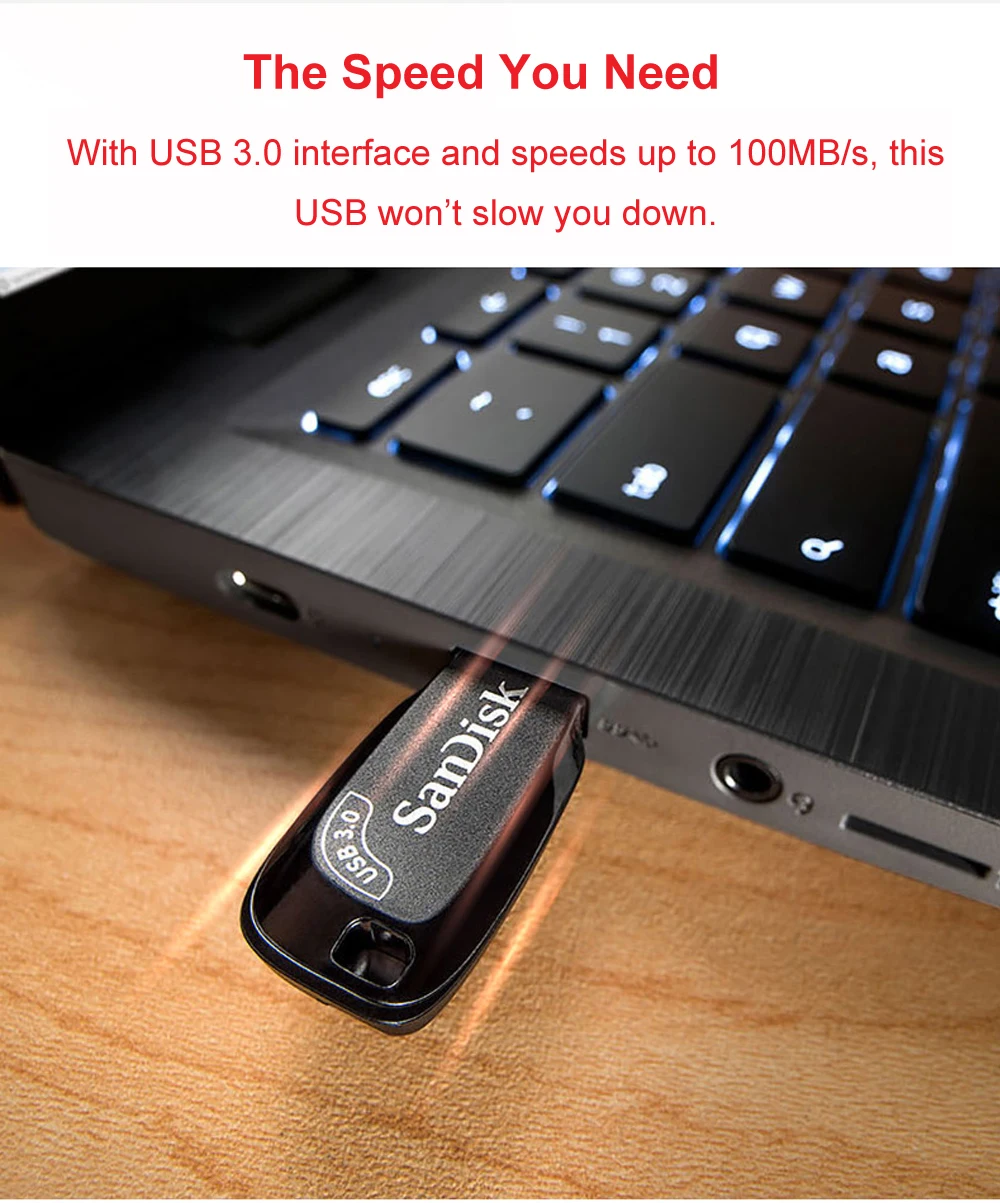 SanDisk USB3.0 Flash Drive 32GB 64GB, 128GB un 256 gb CZ410 Ultra Shift 100MB/s Melns Memory Stick U Diska Mini Pendrive Datoru