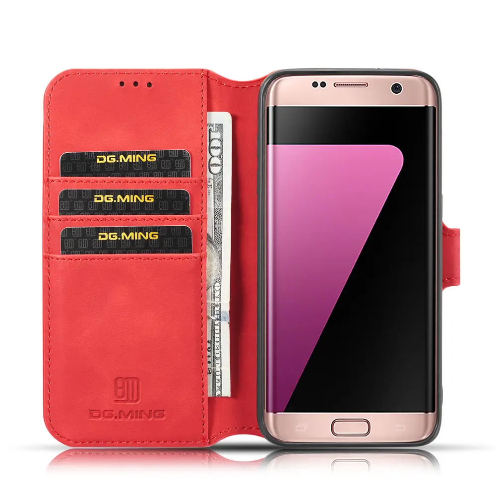 Luksusa Ādas Gadījumā Samsung Galaxy S7 malas Gadījumā Foto Rāmis Seifs Tālruņa Aizsardzība kredītkaršu Maku Triecienizturīgs atmiņas Kartes Vāciņu