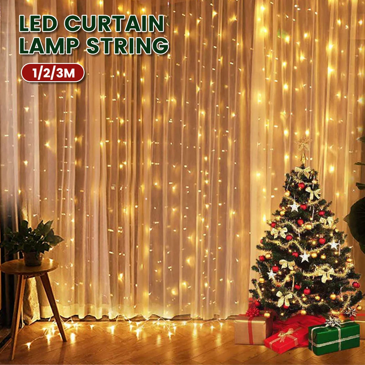 LED String Gaismas Ziemassvētku Rotājumi Tālvadības pults USB Kāzu Vainags Aizkaru 3M Lampas Brīvdienu Guļamistaba Spuldzes, Āra Pasaku