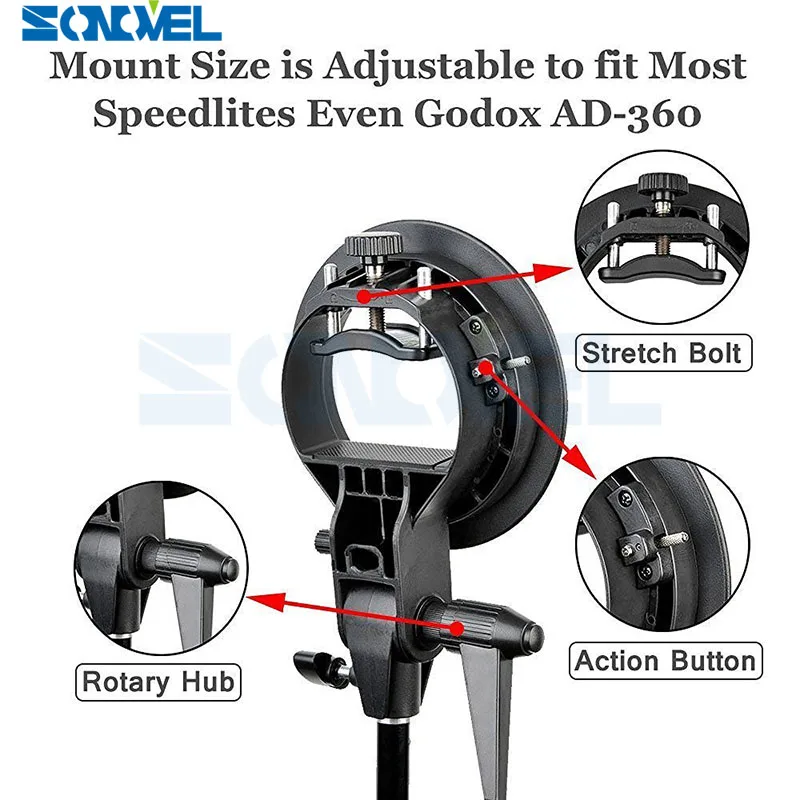 Godox S-Tipa Izturīgas plastmasas Turētājs Bowen Mount Turētājs Speedlite Flash Snoot Softbox Foto Studija Piederumi Attēls 1 
