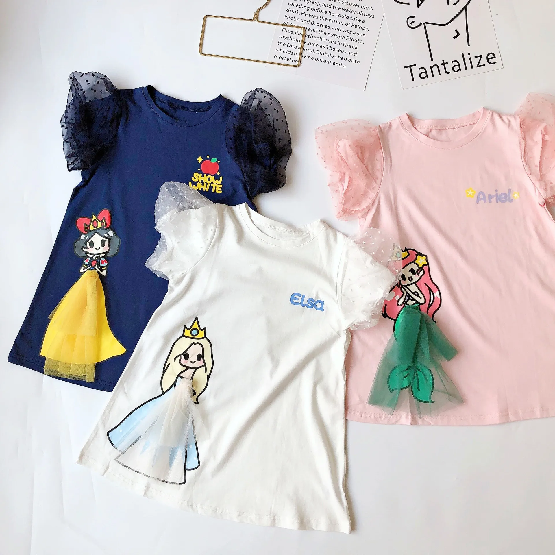 Meitene Karikatūra Princese Kleitu Modes Elsa Sniega Baltās Kleitas Bērnu Neto Marli Puff Piedurknēm Bērniem Korejiešu Stilā, Persona Apģērbi