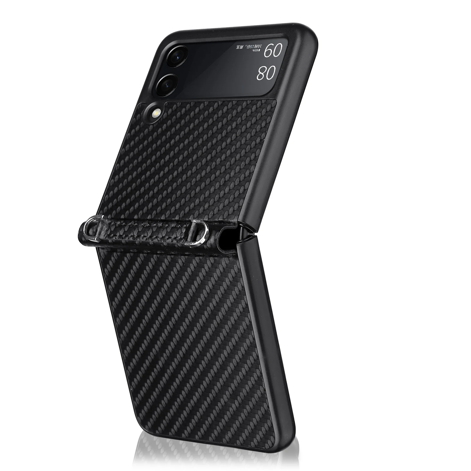 Samsun zFlip3 5g ar Siksniņu, siksniņa korpusa Samsung Galaxy Z Flip 3 5G zFlip 3 Flip3 telefonu gadījumā oglekļa šķiedras aizsardzības Gadījumā
