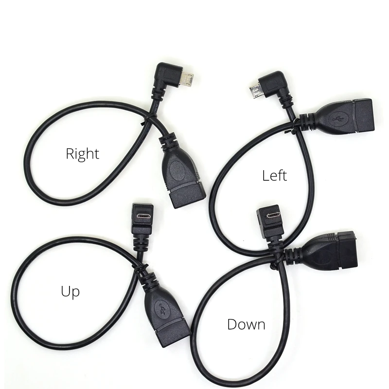 20CM 90 Grādu pa Labi & pa Kreisi un uz Augšu & uz Leju, Leņķveida Micro 5Pin USB 2.0 Male USB 2.0 Sieviete Pagarināšanu savienotāja Adapteri, OTG kabelis