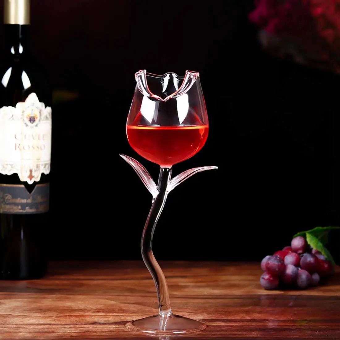Rose Vīna Glāzi Komplekts, 2 Radošās Rose Puķu Goblet Glāzes Pusi, Virtuve Bārs Svinības Puses Pūš Kristāla Vīna Kokteilis