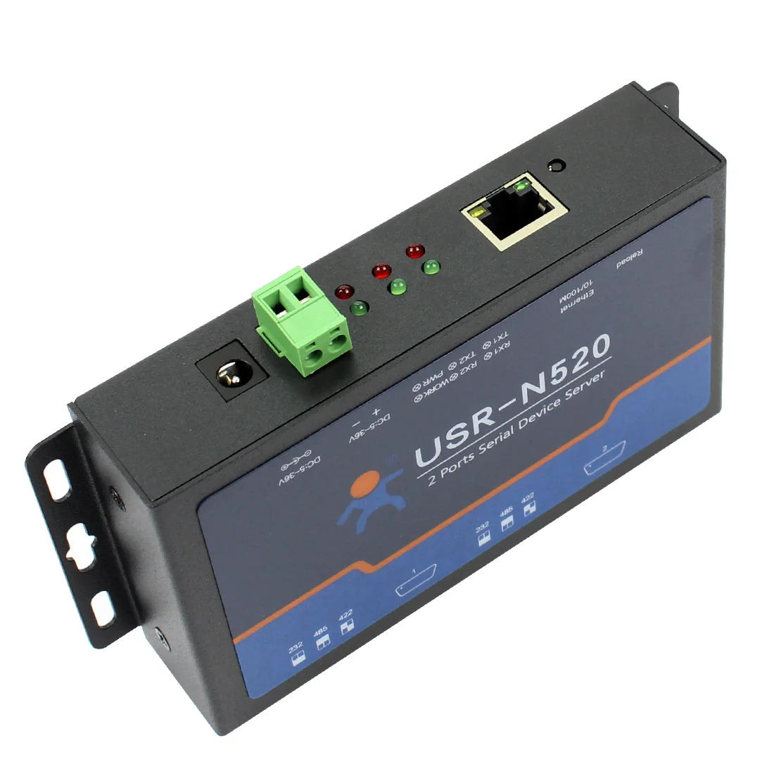 USR-N520 2 Porti Rūpniecības Sērijas Ethernet Servera TCP IP Converter Dubultā Sērijas Ierīces RS232, RS485, RS422 Multi-uzņēmēja Aptauja Attēls 1 