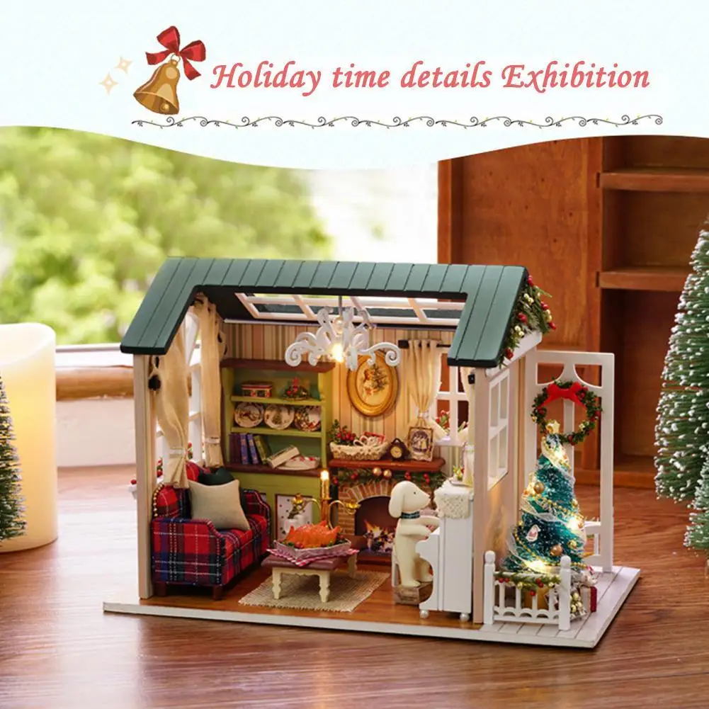 Salikt DIY Koka Māja, Namiņš Mēbeļu Diy Miniatūras 3D Koka Miniaturas Namiņš Rotaļlietas Bērniem Dzimšanas dienas Dāvanas Attēls 2 