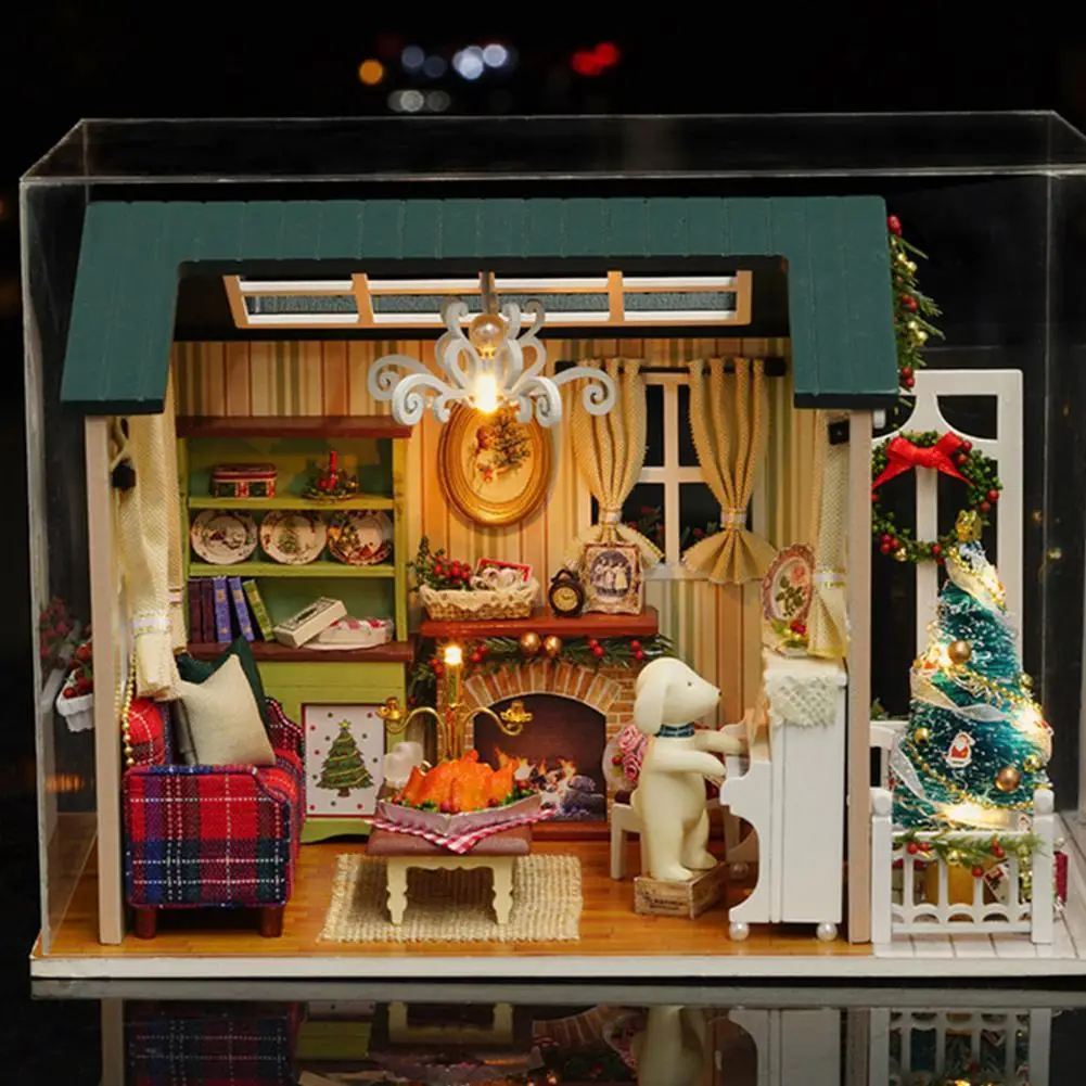 Salikt DIY Koka Māja, Namiņš Mēbeļu Diy Miniatūras 3D Koka Miniaturas Namiņš Rotaļlietas Bērniem Dzimšanas dienas Dāvanas Attēls 5 
