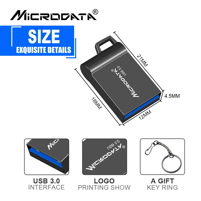 Super Mini USB flash Drive 64GB, 128GB 32GB 8GB Metāla Pen Drive Pendrive 128 64 32 16 8 GB Flash Atmiņas Key USB Stick Attēls 2 