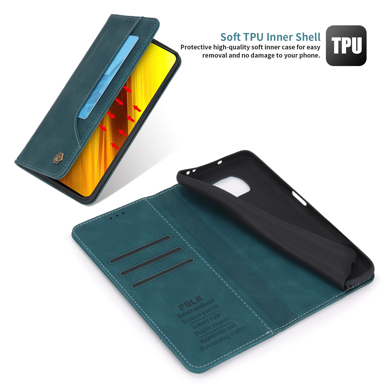 Biznesa Ādas Gadījumā Xiaomi Mi Poco Pro X3 NFC M4 M3 F3 GT 5G Magnētisko Uzsist Grāmatu Luksusa Seifs Kartes Solt Tālruņa Pārsegs Soma Attēls 5 